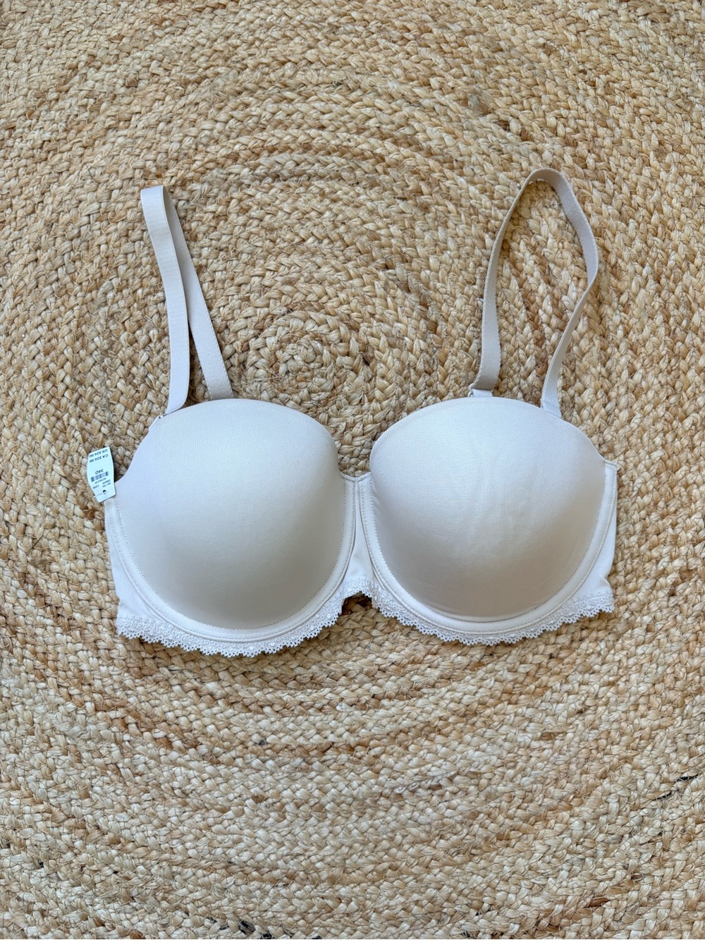 NWT Maurices Light Cream Padded T-Shirt Bra with Lace Hem